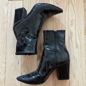 Loeffler Randall Isla Black Patent Leather Ankle Boots
